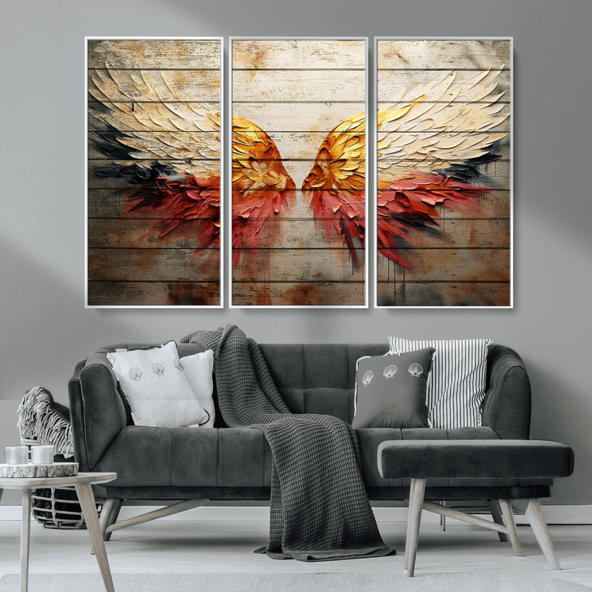 Abstract Angel Wings Canvas Wall Art – Framed and Ready to