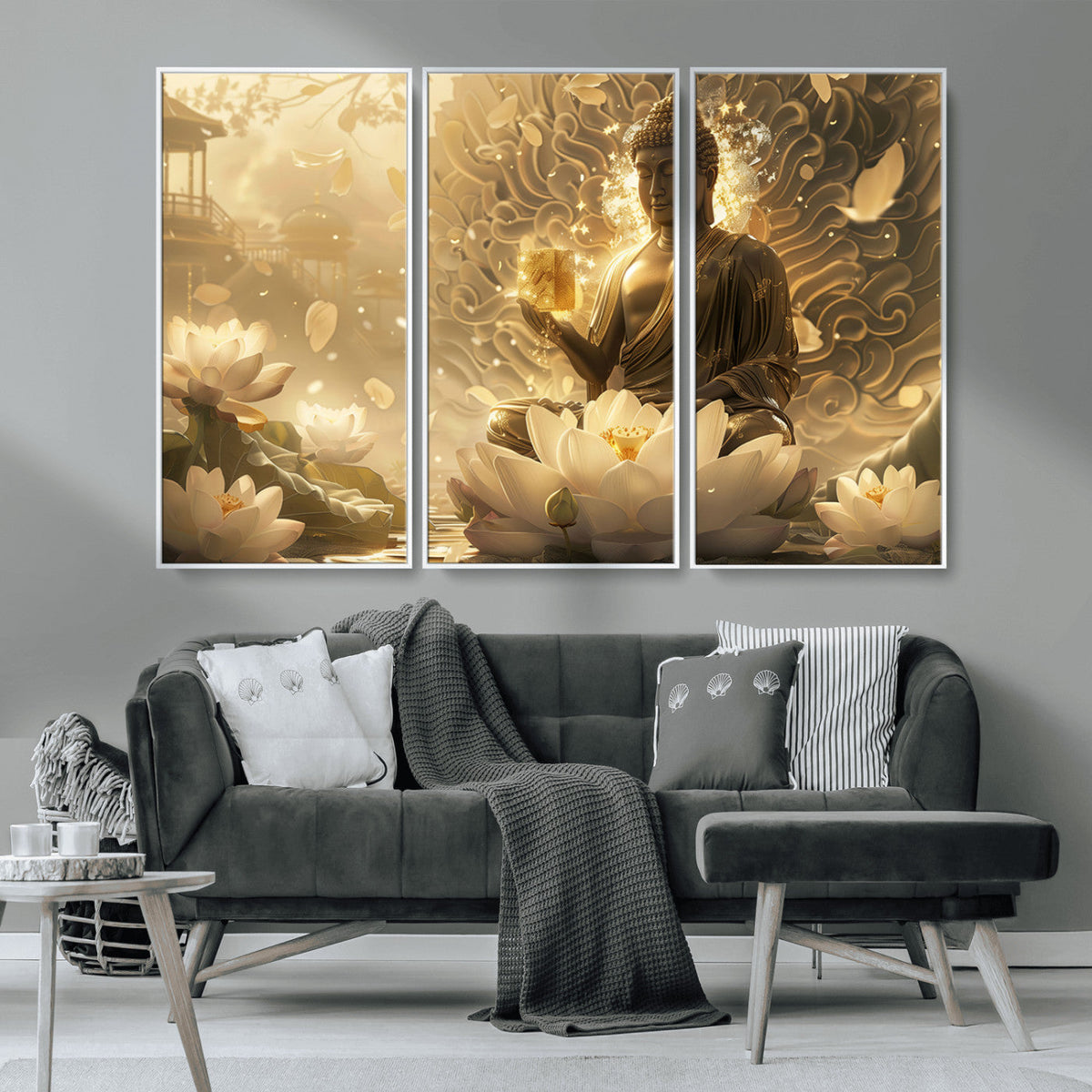 Golden Buddha Wall Art | Yoga Room Decor and Meditation Room