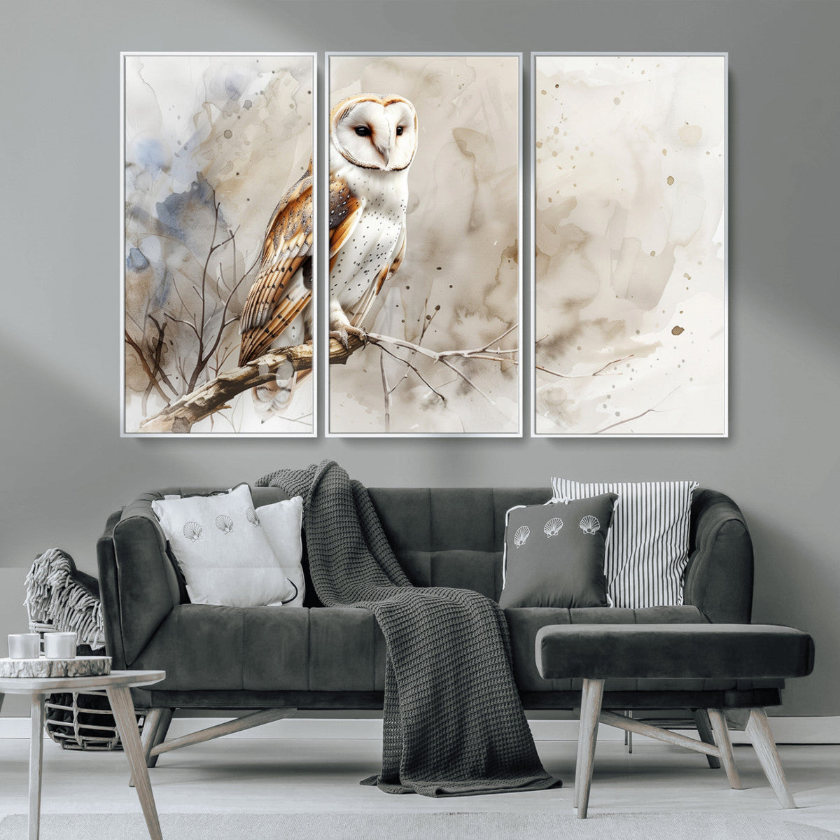 Barn Owl Wall Art | Watercolor Canvas Print | Perfect for
