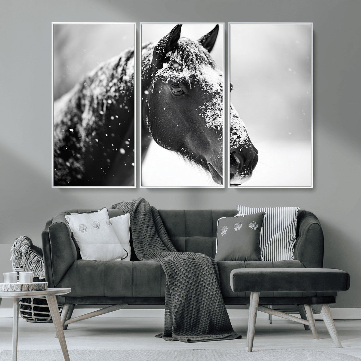 Horse Canvas Print - Winter Horse Snow Wall Art Canvas Print