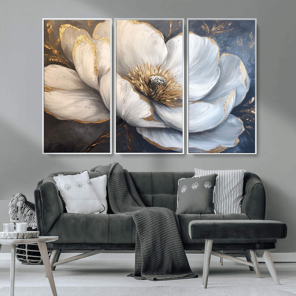 White Magnolia Flower Wall Art Canvas Print | Abstract