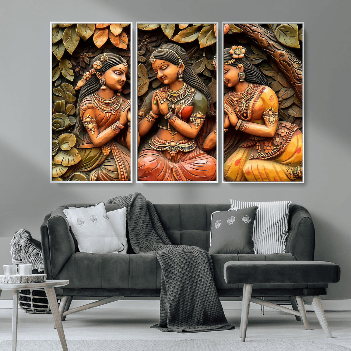 Indian Woman Statue Wall Art Canvas Print
