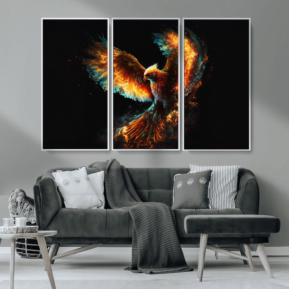 Fiery Phoenix Canvas Print | Ready to Hang Wall Art | Bold