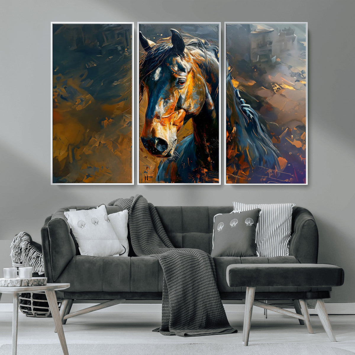 Abstract Horse Wall Art Canvas Print | Farmhouse Wall Decor