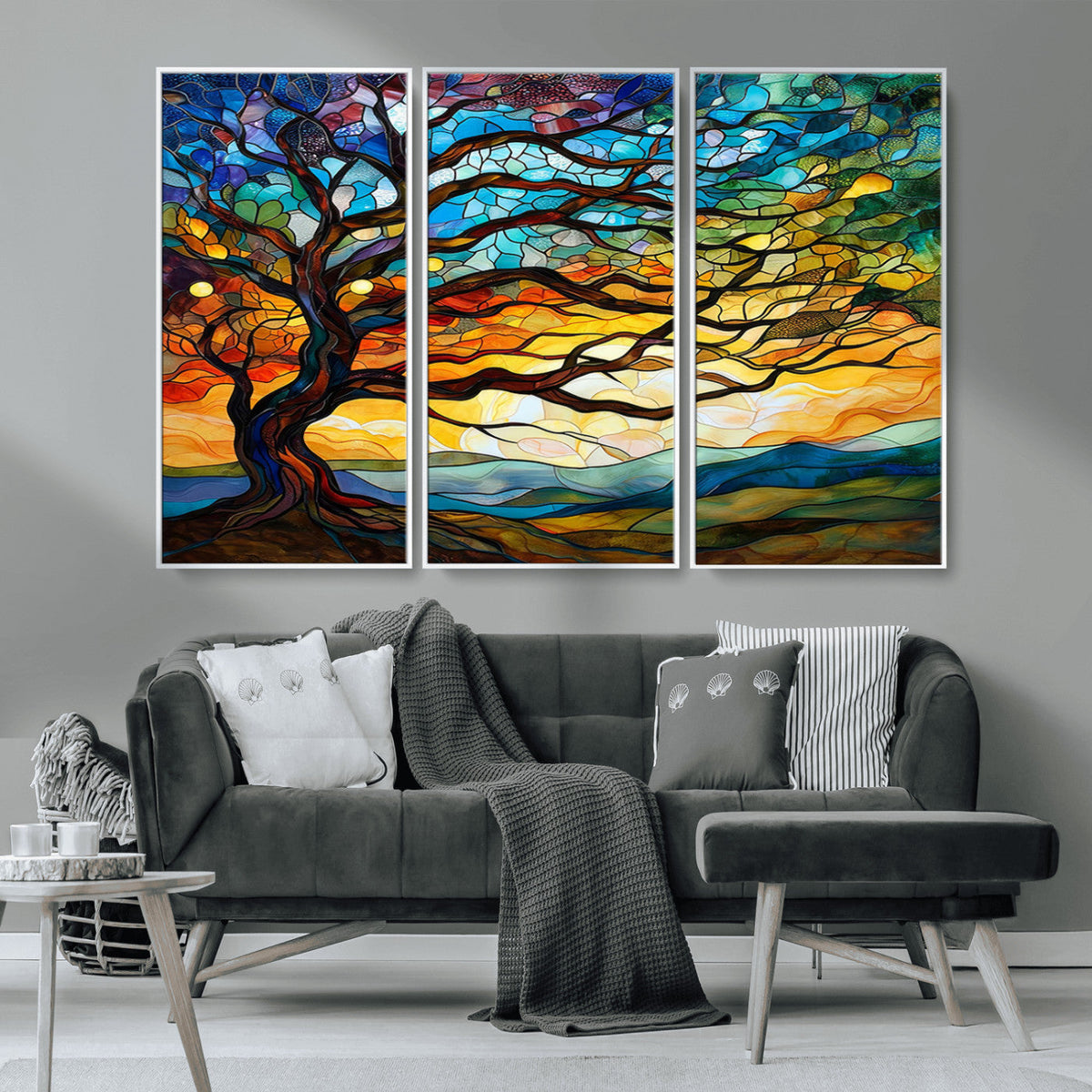 Mosaic Tree Wall Art | Ready to Hang Stained Glass Style
