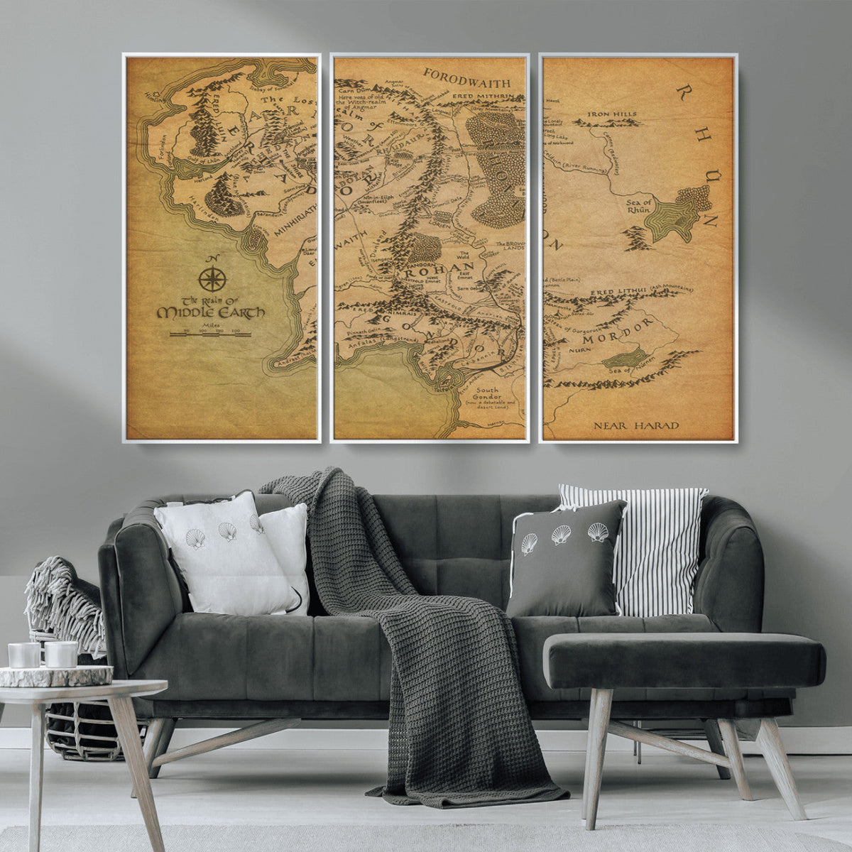 Middle Earth Map Canvas Wall Art – Vintage Fantasy Map