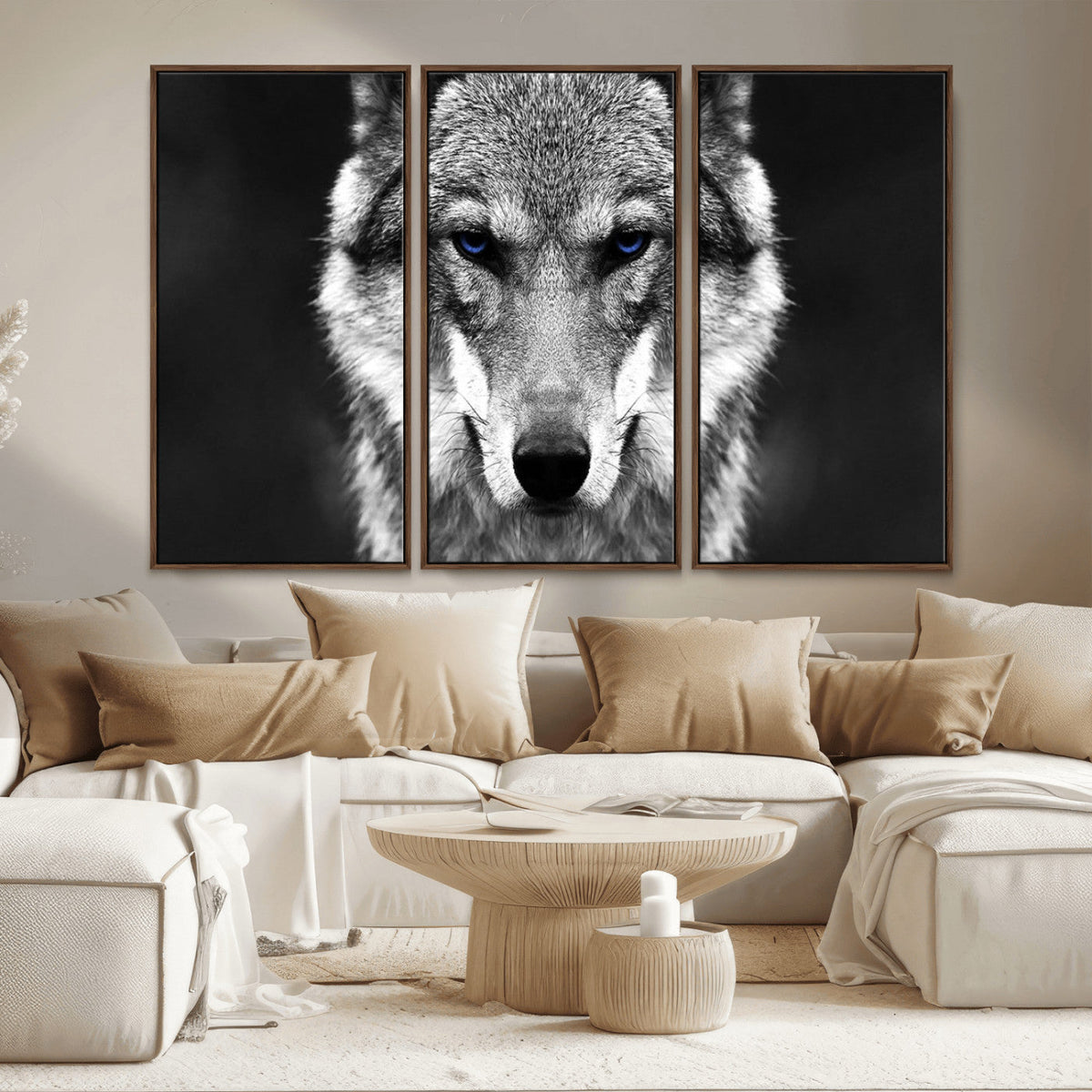 Black and White Wild Wolf Wall Art Canvas Print