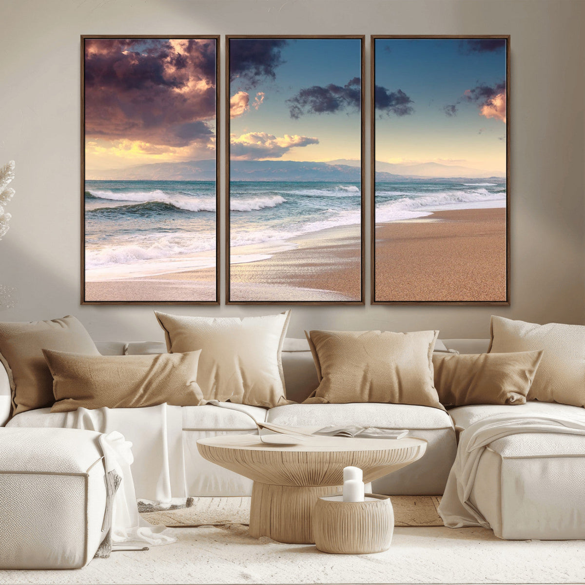 Cloudy Weather Beach Sunset Canvas Print | Sunrise Wall Art