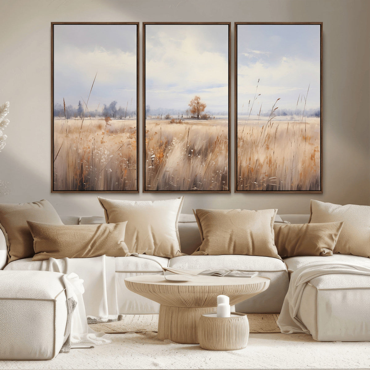 Golden Fields Wall Art Print Canvas – Serene Landscape of