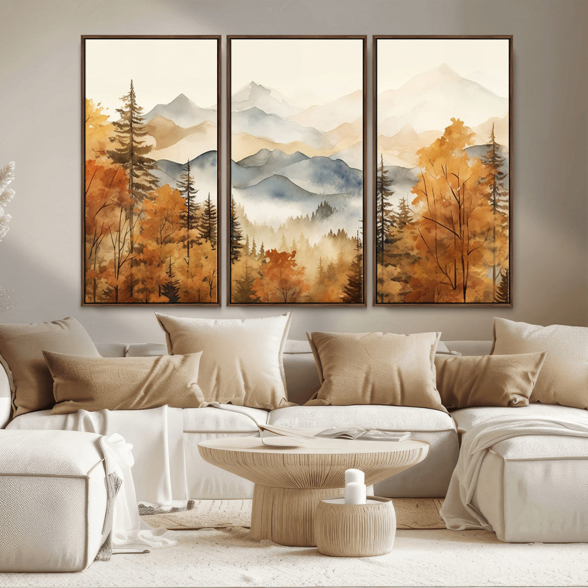 Golden Autumn Forest Wall Art Canvas | Mountain Landscape