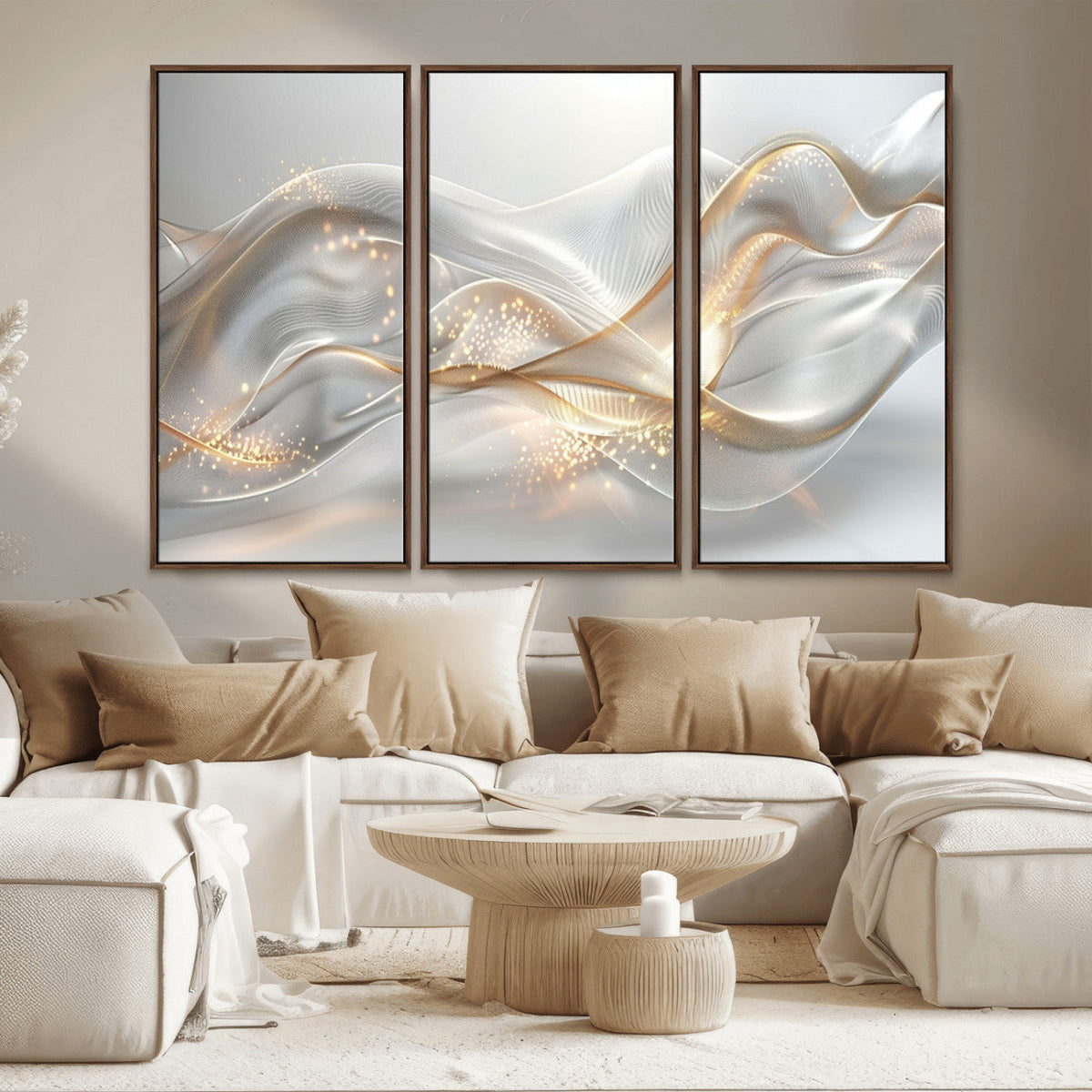 Abstract art Grey and Gold Lines Wall Art