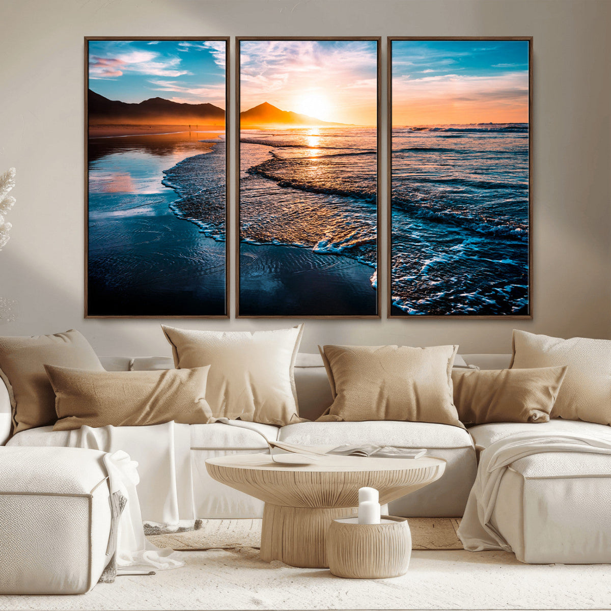 Sunset Beach Ocean Canvas Wall Art – Tranquil Ocean