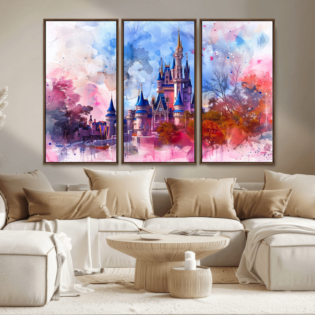Disney Wall Art: Dreamy Watercolor Cinderella Castle Canvas