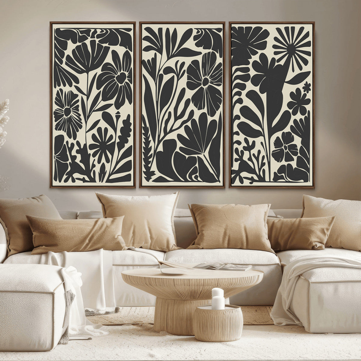 Modern Botanical Wall Art - Floral Black and White Canvas