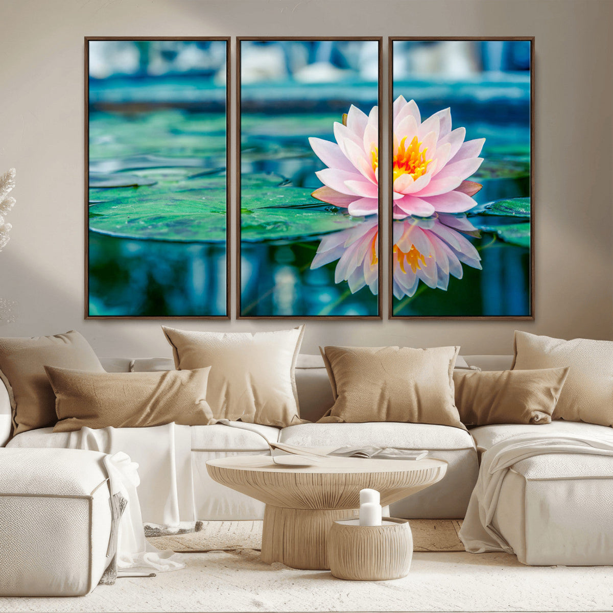 Lotus Flower Wall Art Canvas Print, Water Lily Large Wall