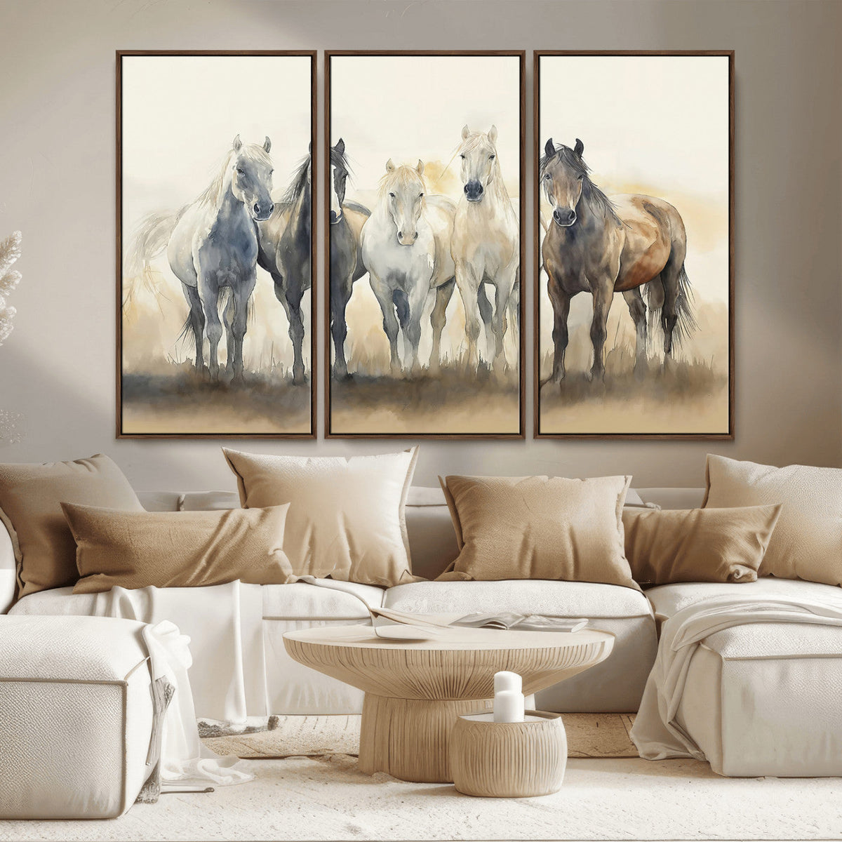 Wild Horses Wall Art Canvas Print, Framed Running Horses Art