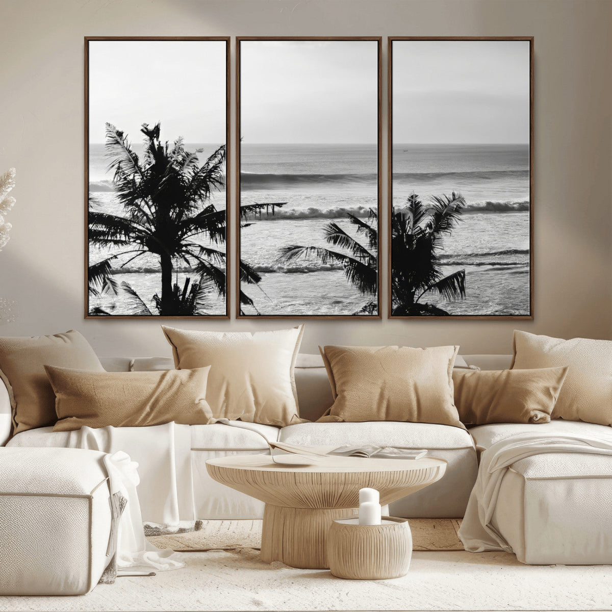 Tropical Coastline Wall Art Canvas Print – Framed Palm Trees