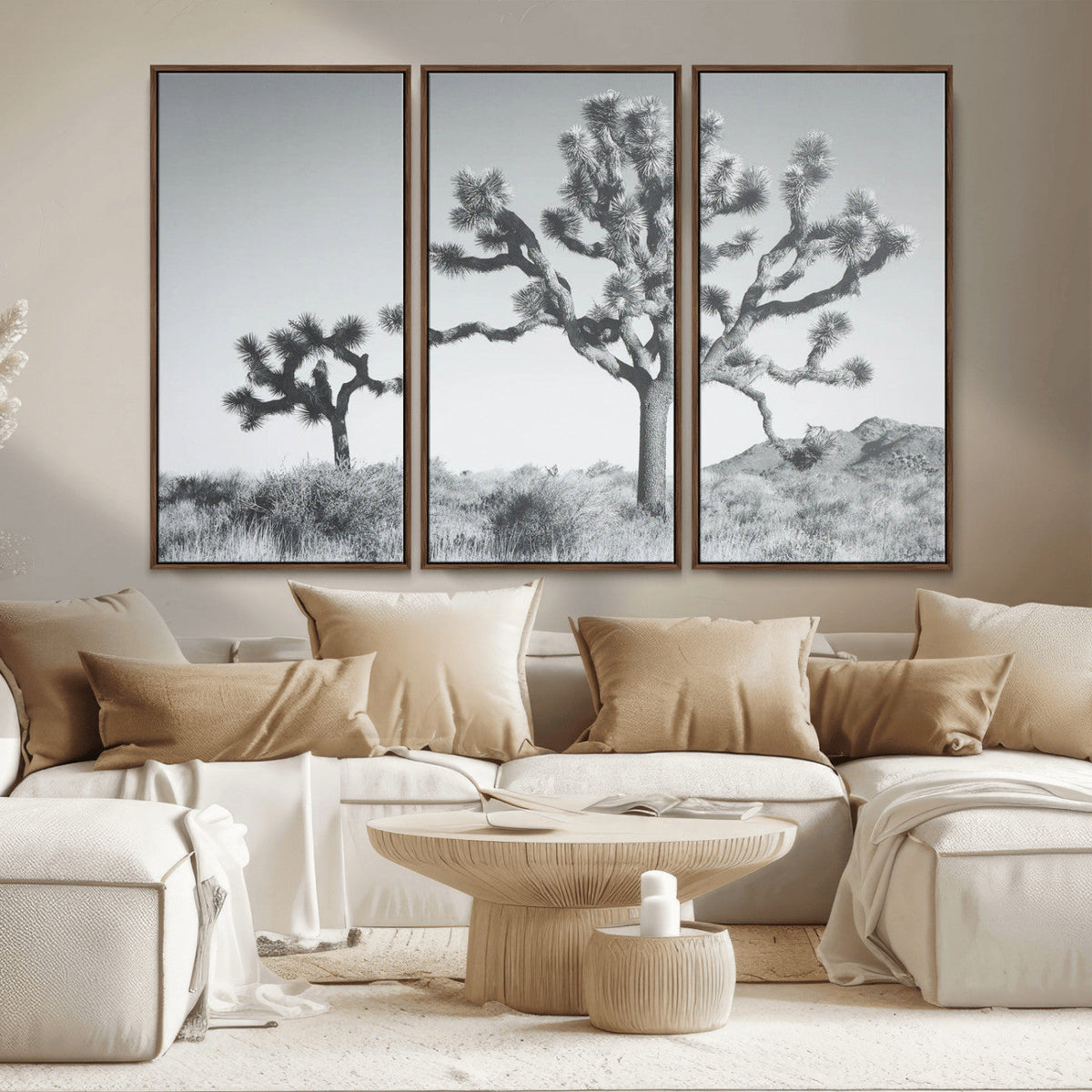 Joshua Tree Wall Art Canvas Print – Framed Black White