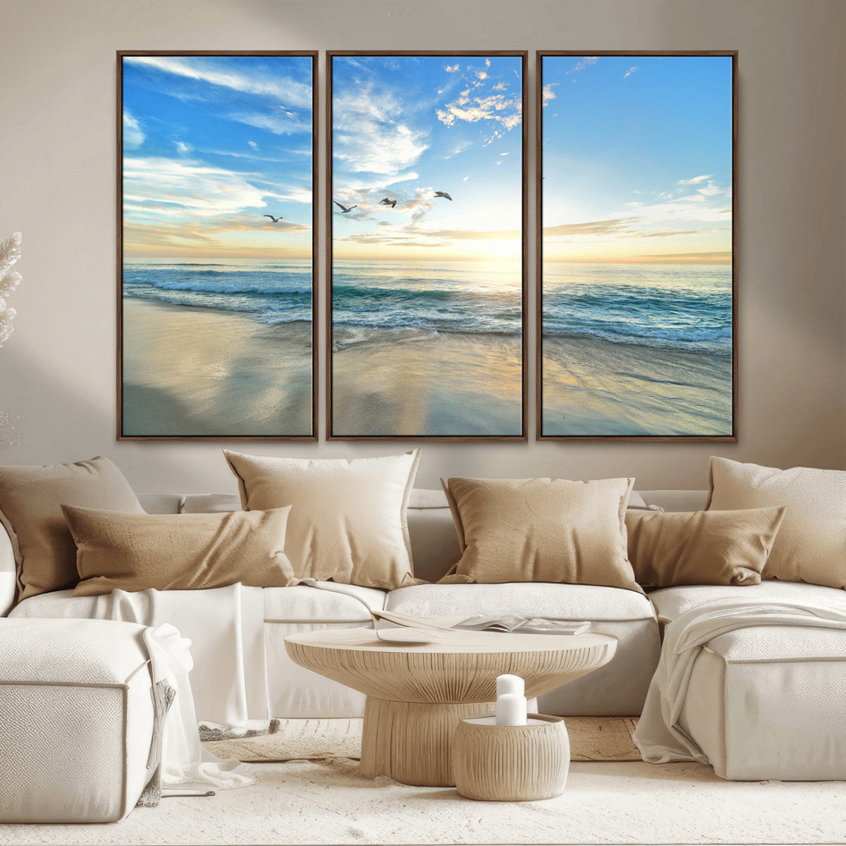 Minimalist Seaside Wall Art Canvas Print – Morning Glow