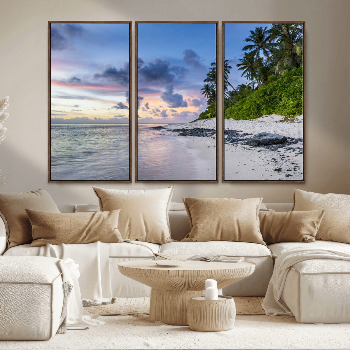 Tropical Beach Wall Art Canvas Print – Framed Sunset Glow