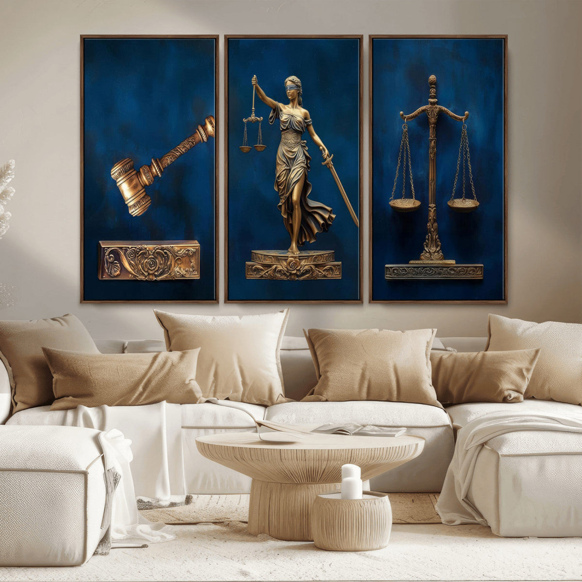 Lady Justice Wall Art Canvas Print – Elegant Gold Legal