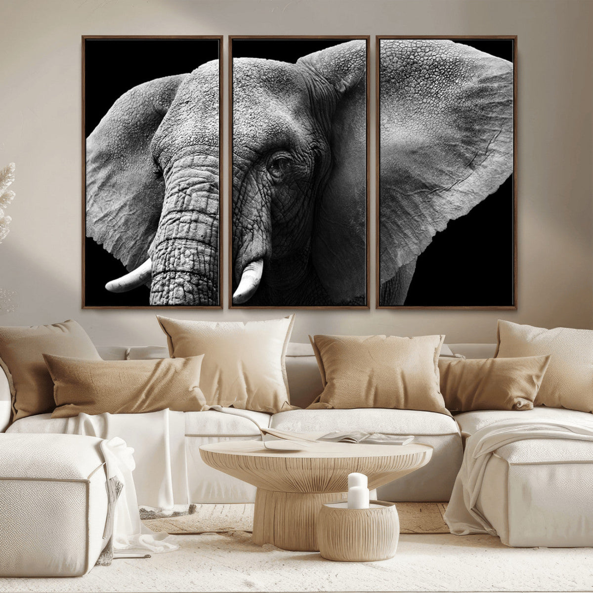 Big Elephant Close Up Wall Art Canvas Print