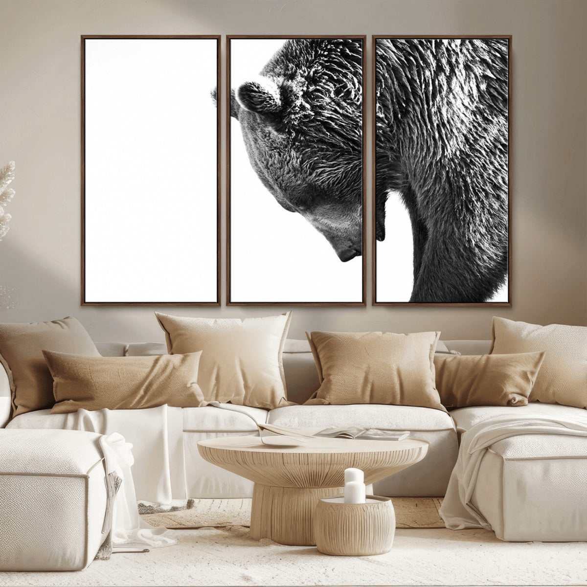 Black and White Grizzly 399 Bear Canvas Print Wall Art |