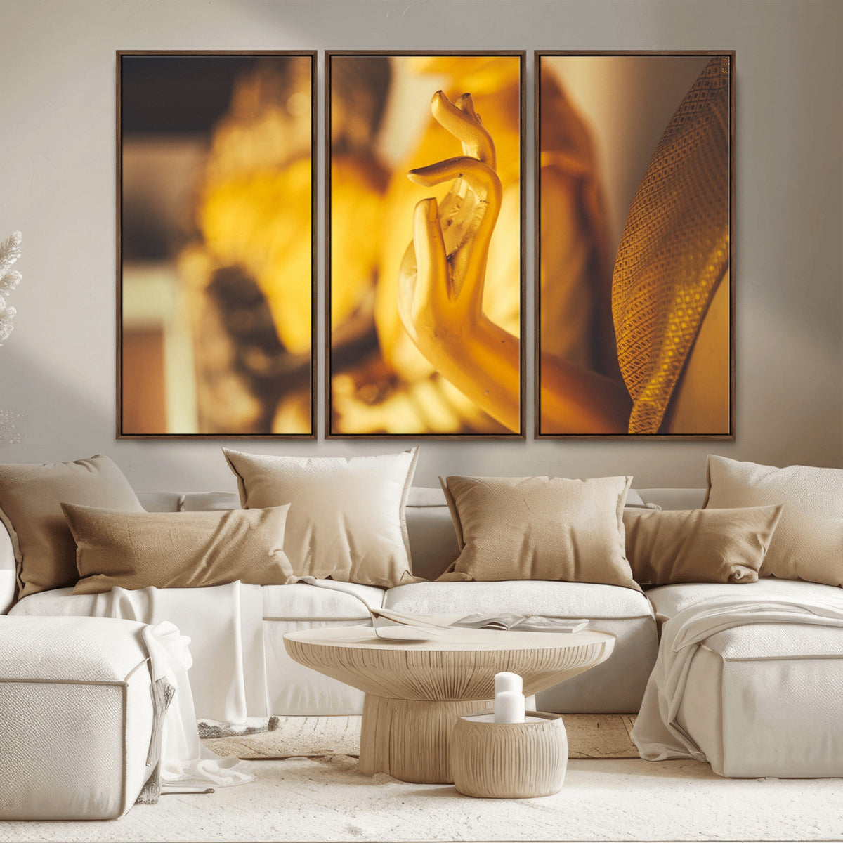 Gold Buddha Statue Hands Wall Art Canvas Print