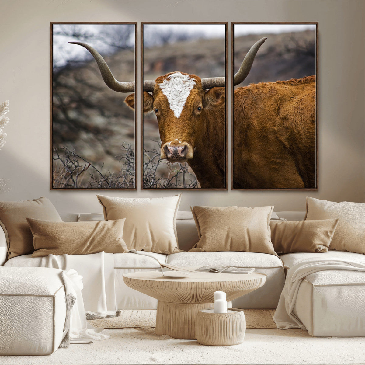 Texas Longhorn Canvas Wall Art - Longhorn Steer Canvas Wall