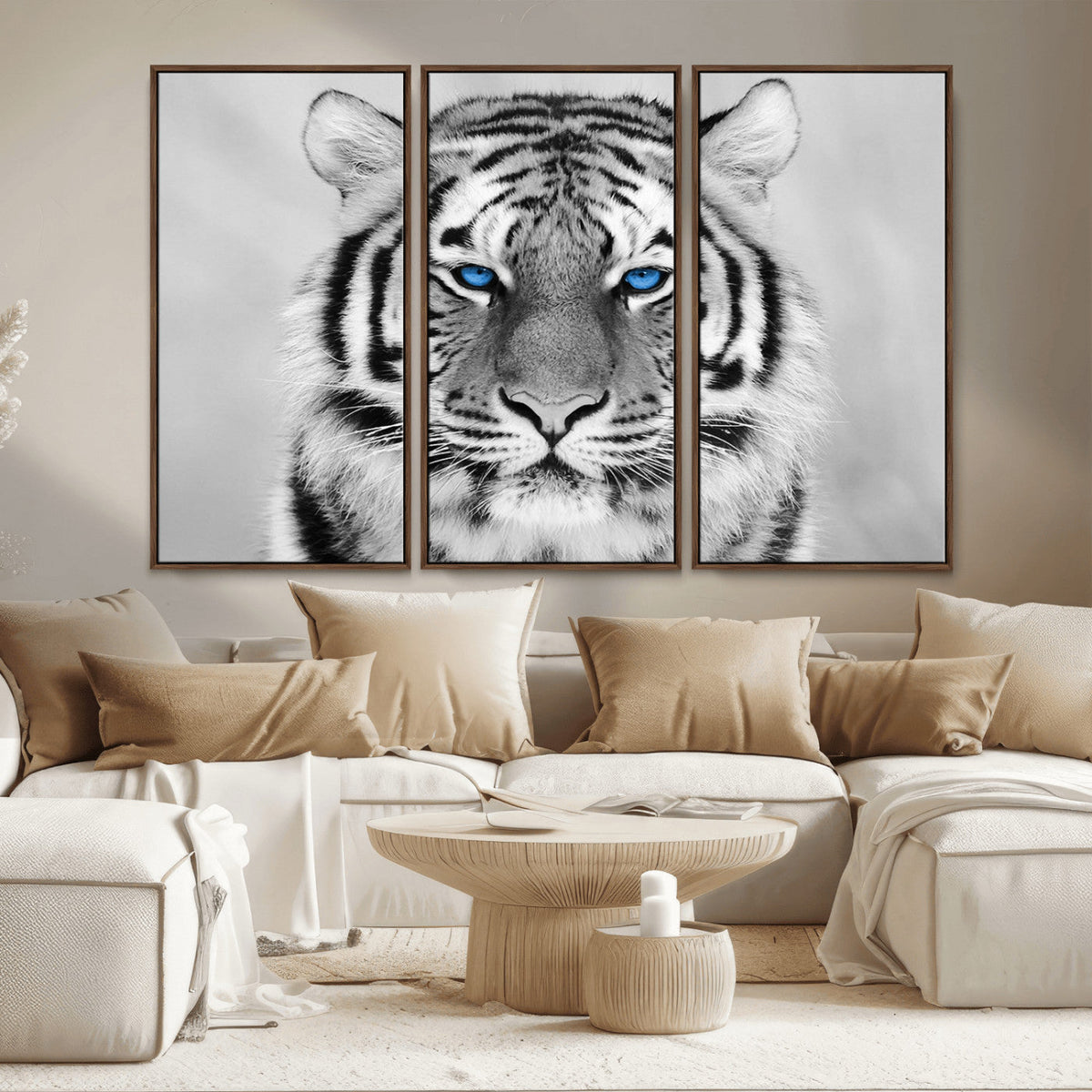 Black and White Tiger Wall Art Animal Canvas Print