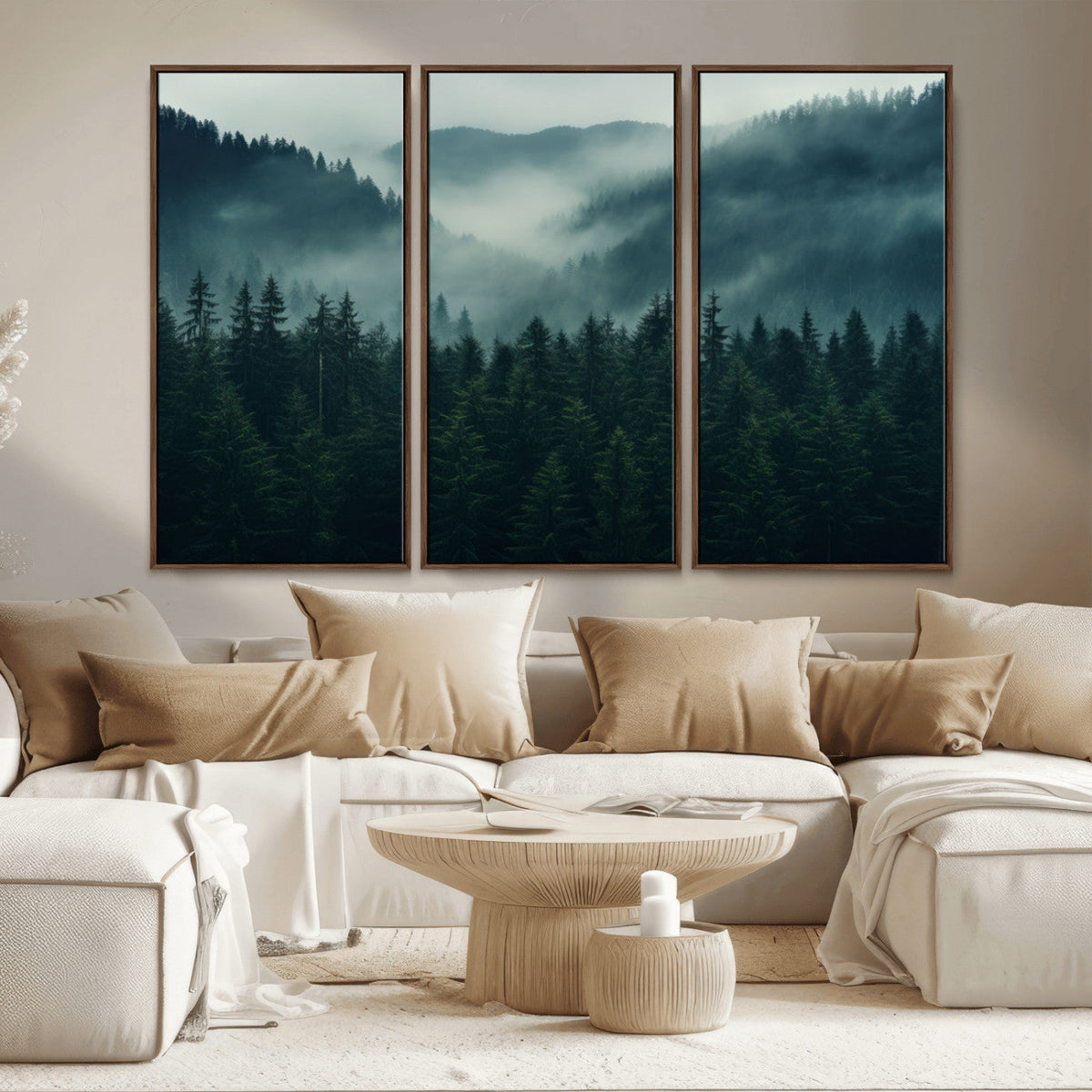 Captivating Misty Forest Wall Art Premium Canvas Print,