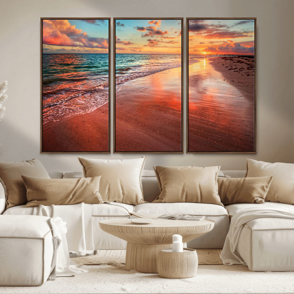 Sunset Beach Wall Art | Ocean Canvas Print | Coastal Wall