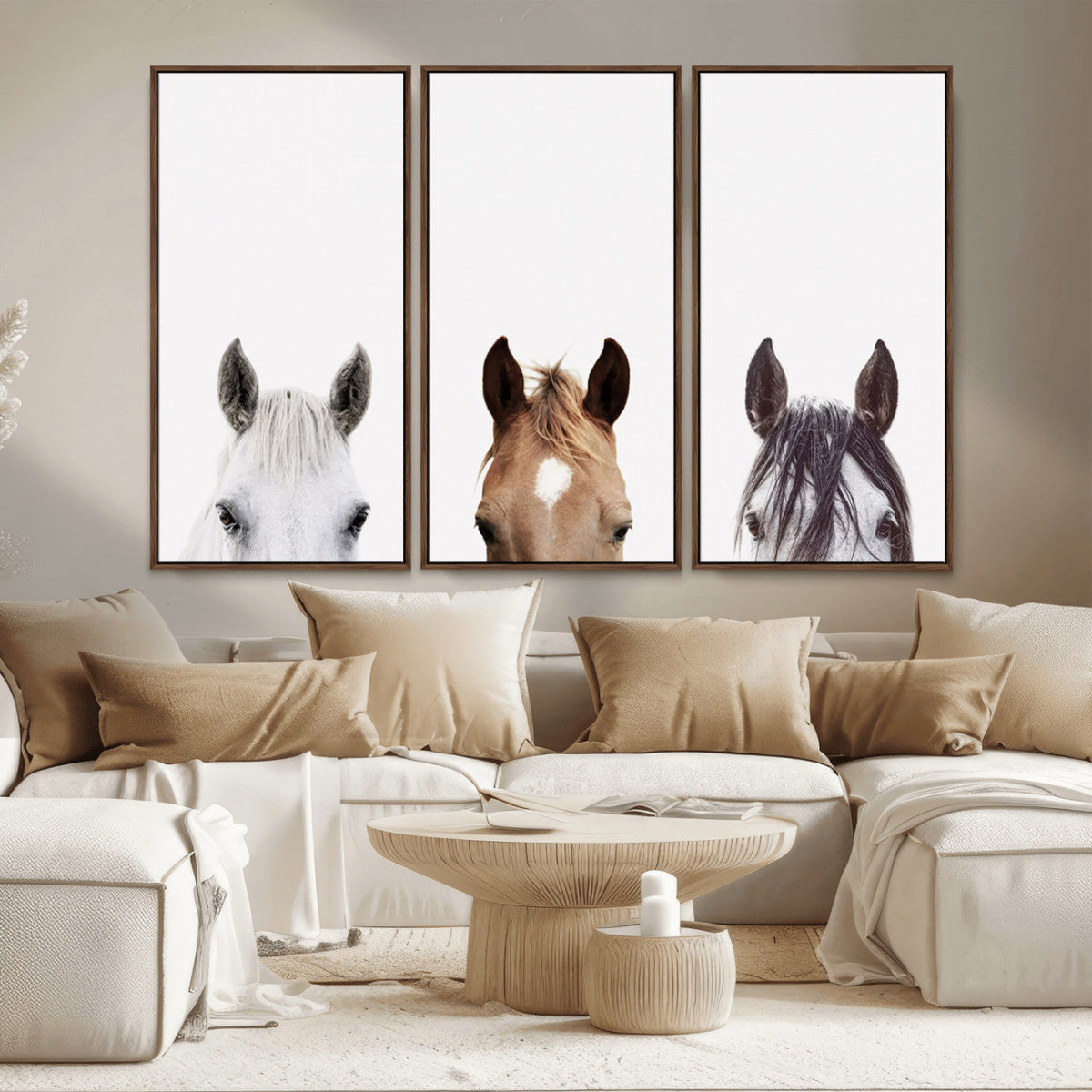 Horse Prints Set, Set of 3 Horse Wall Art, Horses Portraits,