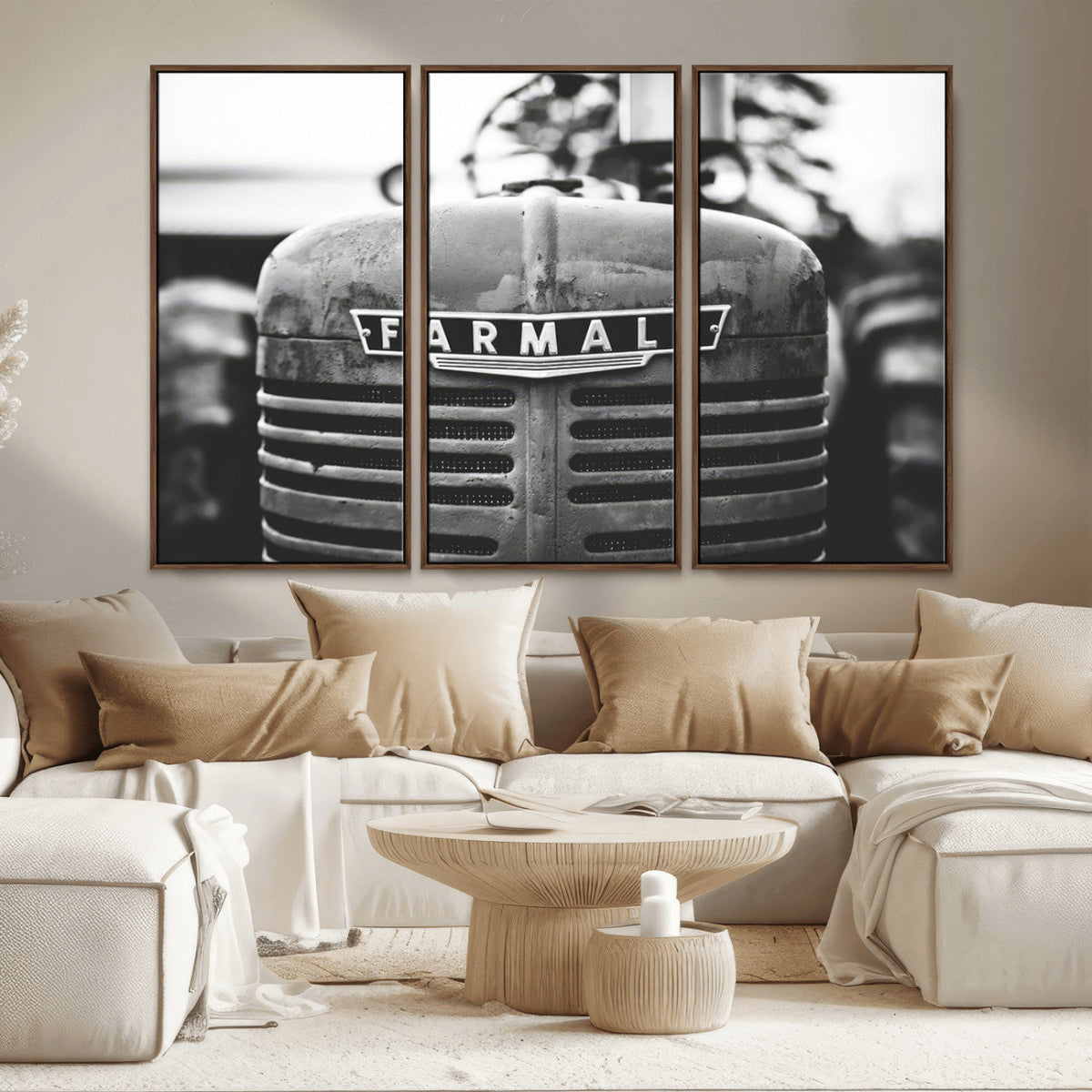 Vintage Farmall Tractor Wall Art Canvas Print, Rustic