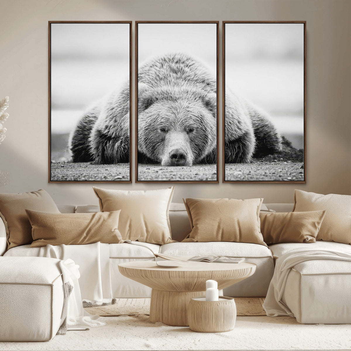 Resting Grizzly Bear Wall Art Canvas Print – Majestic Lazy