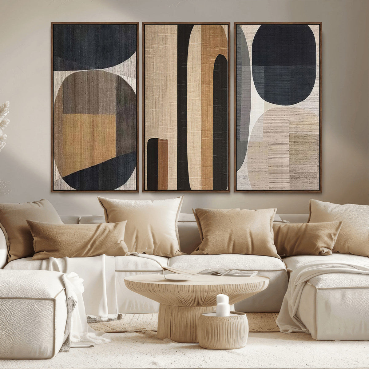 Abstract Minimalist Canvas Wall Art - Neutral Geometric