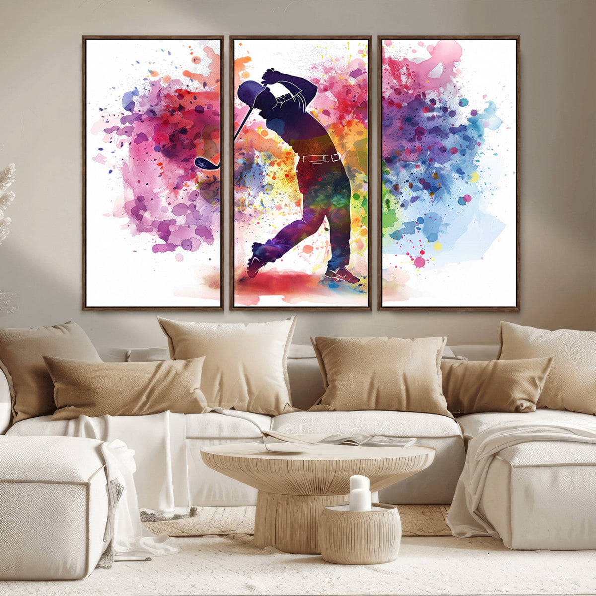 Colorful Golfer Swing Wall Art Canvas Print - Ready to Hang,