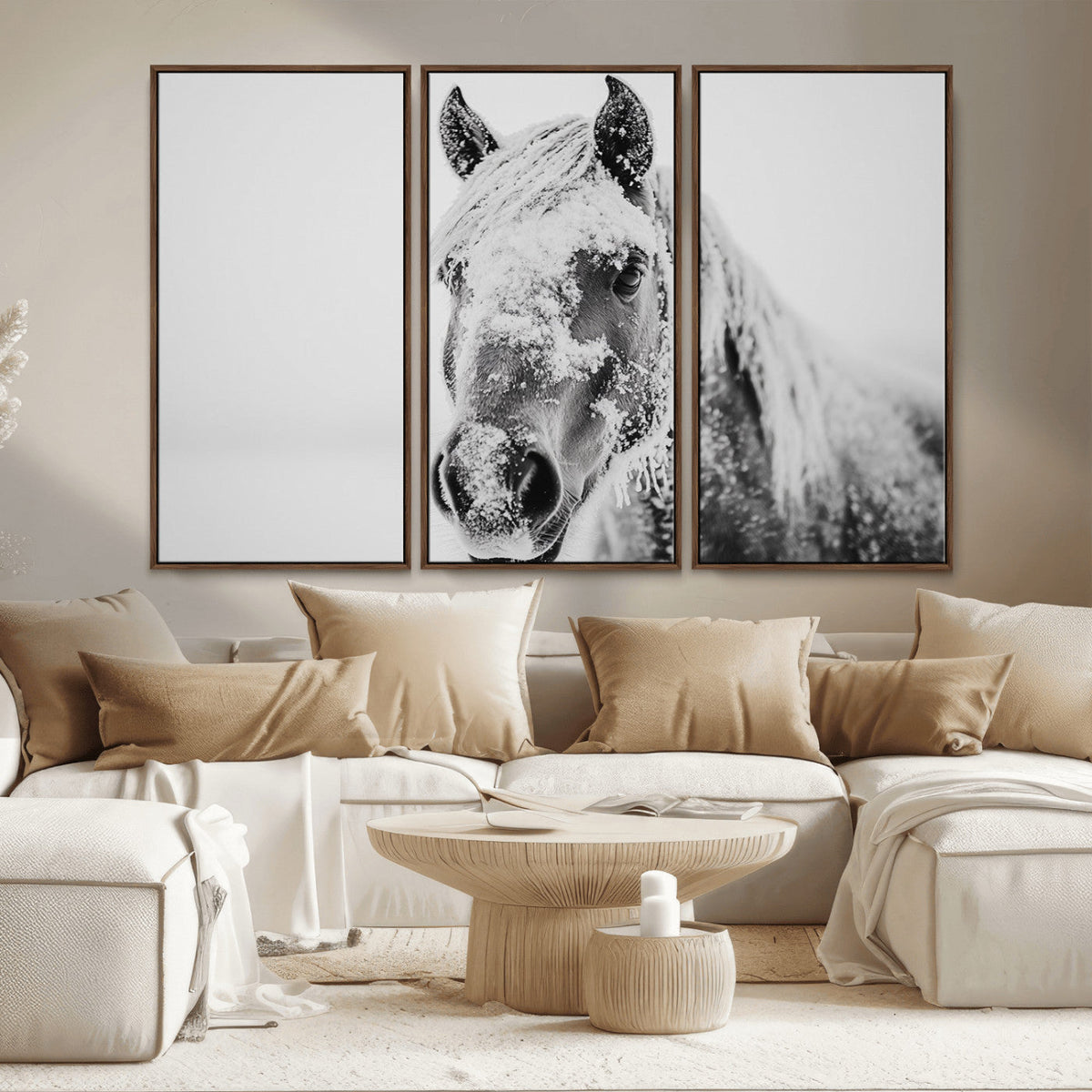 White Horse Wall Art | Ready to Hang and Framed | Winter