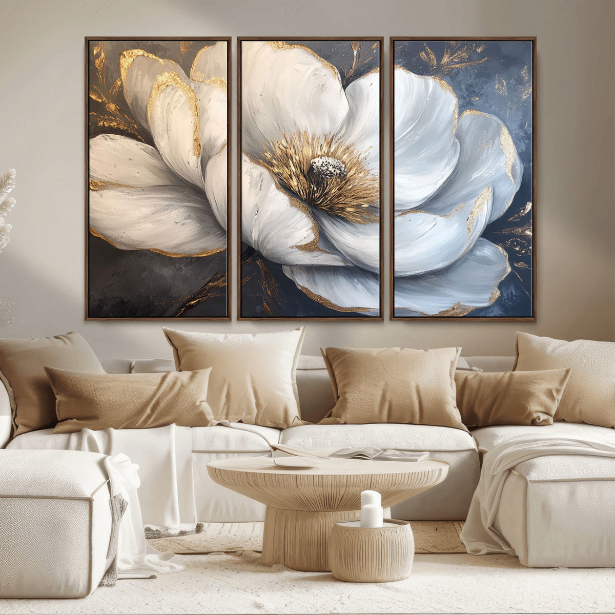 White Magnolia Flower Wall Art Canvas Print | Abstract