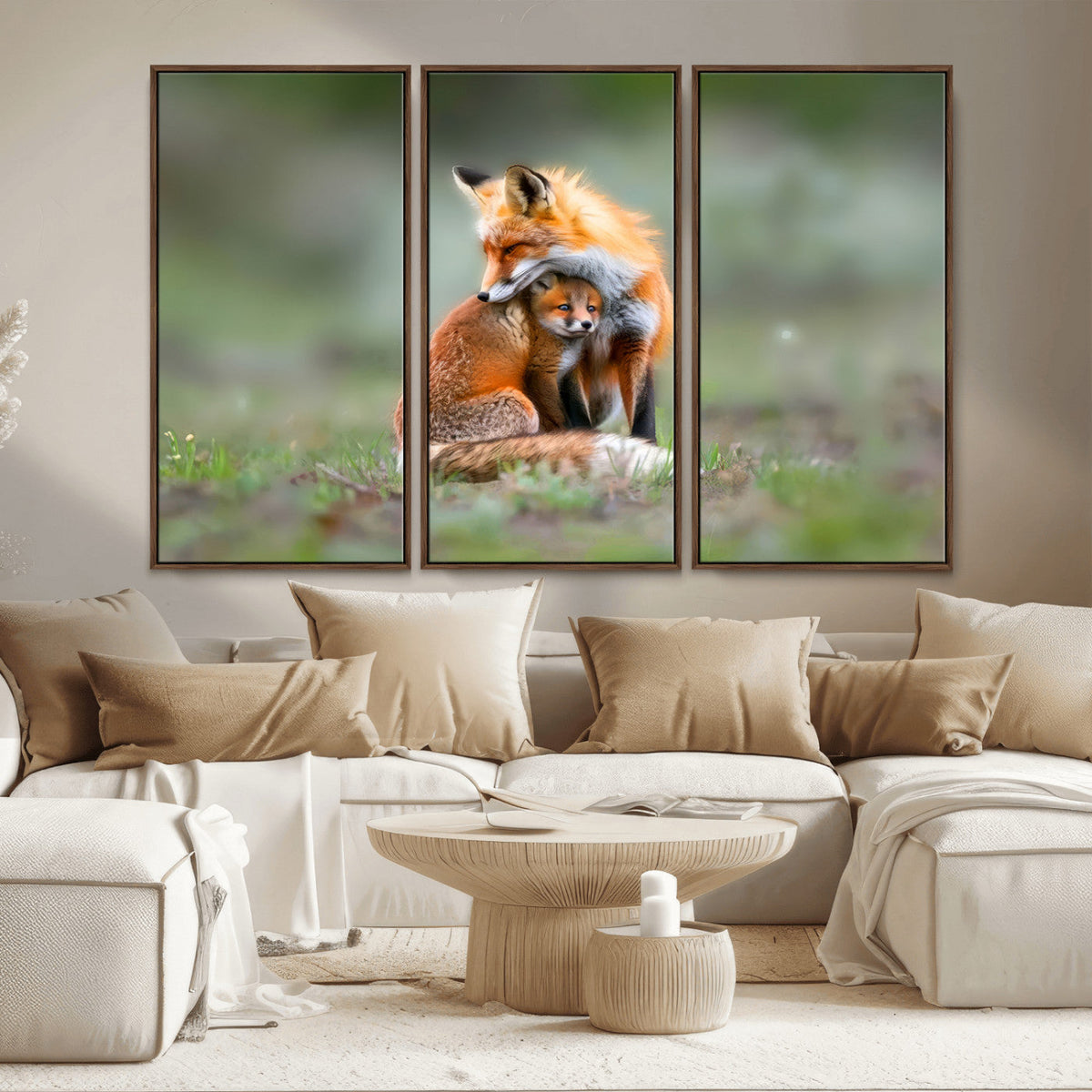 Heartwarming Fox and Baby Cub Wall Art | Ready to Hang