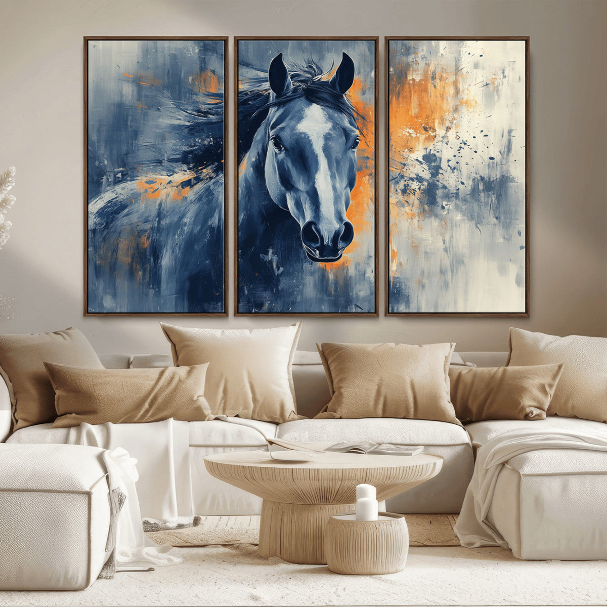 Abstract Blue Horse Wall Art Print Canvas | Horse Wall Art