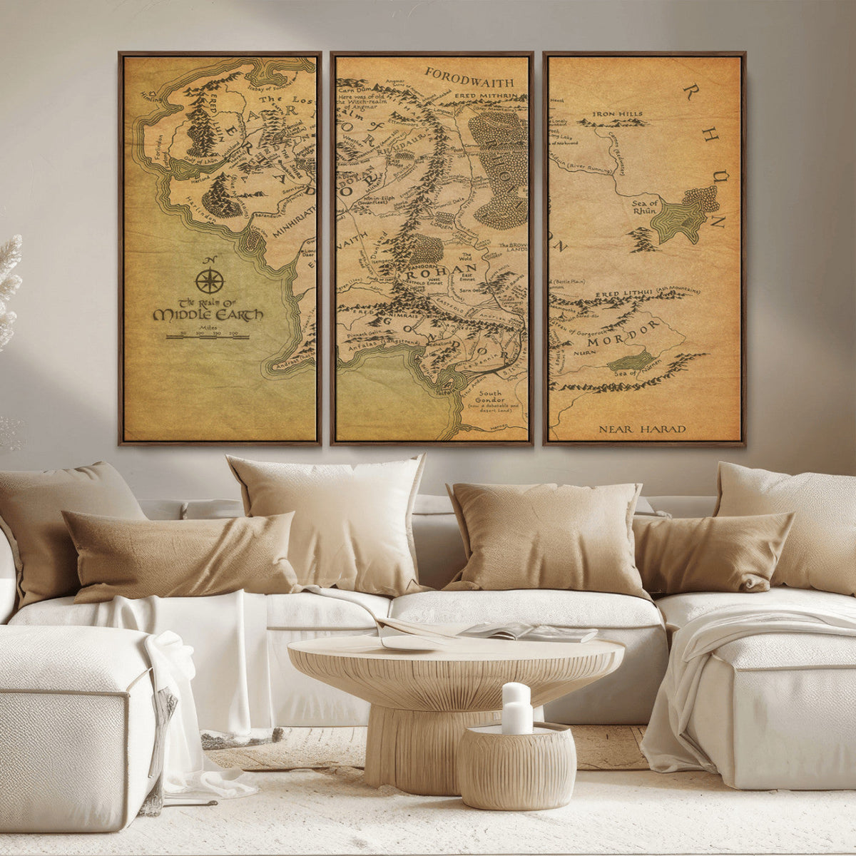 Middle Earth Map Canvas Wall Art – Vintage Fantasy Map
