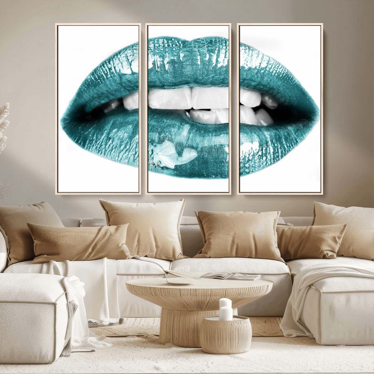 Blue Lips Wall Art Canvas Print
