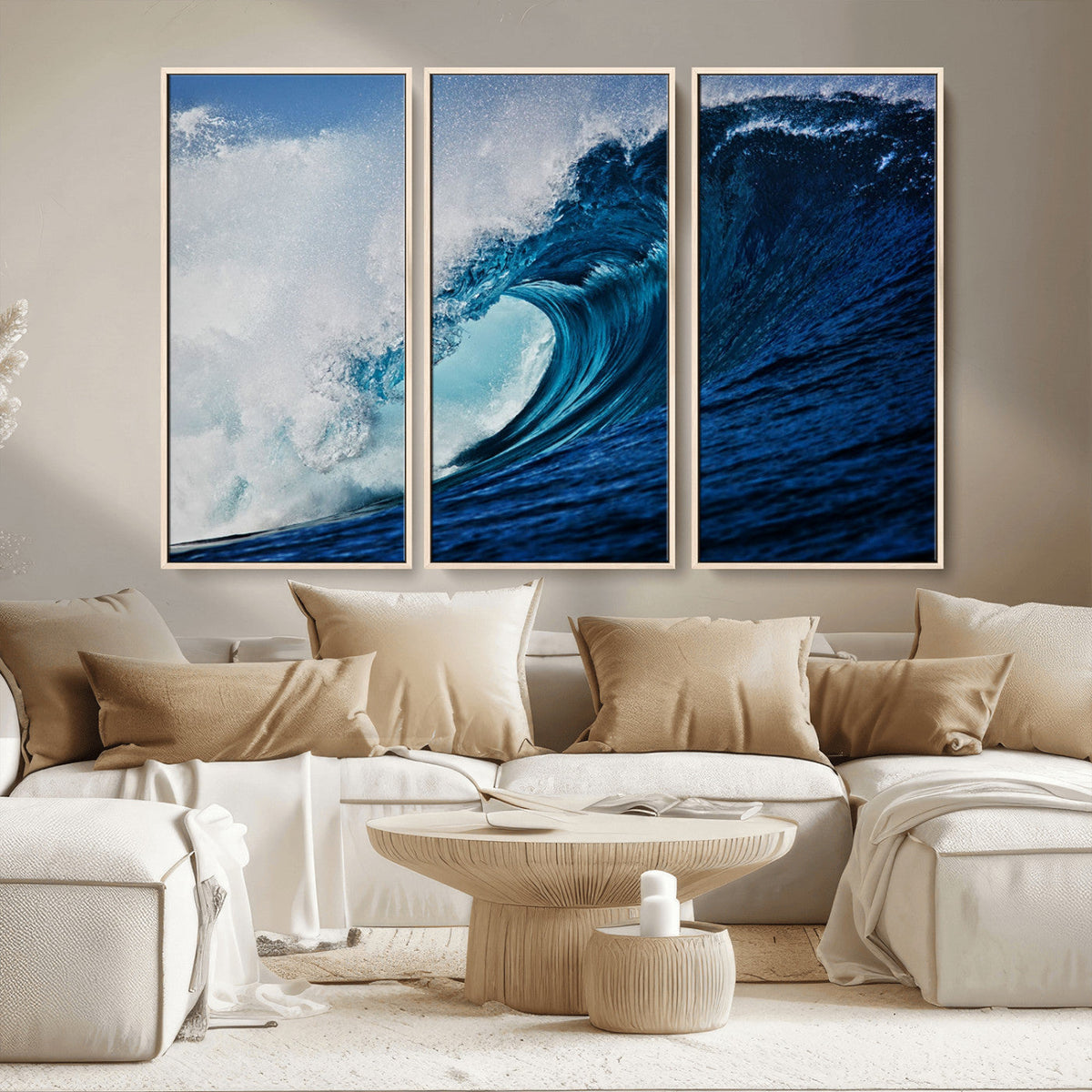 Ocean Wave at Sunset Canvas Art, Large Wall Print of Vibrant