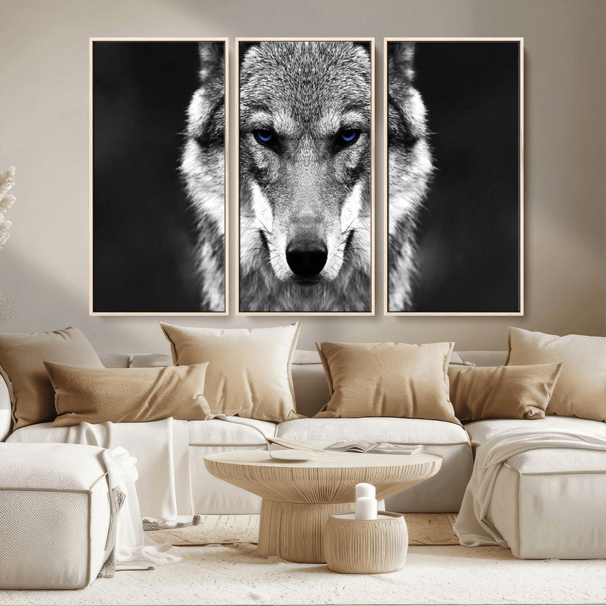 Black and White Wild Wolf Wall Art Canvas Print