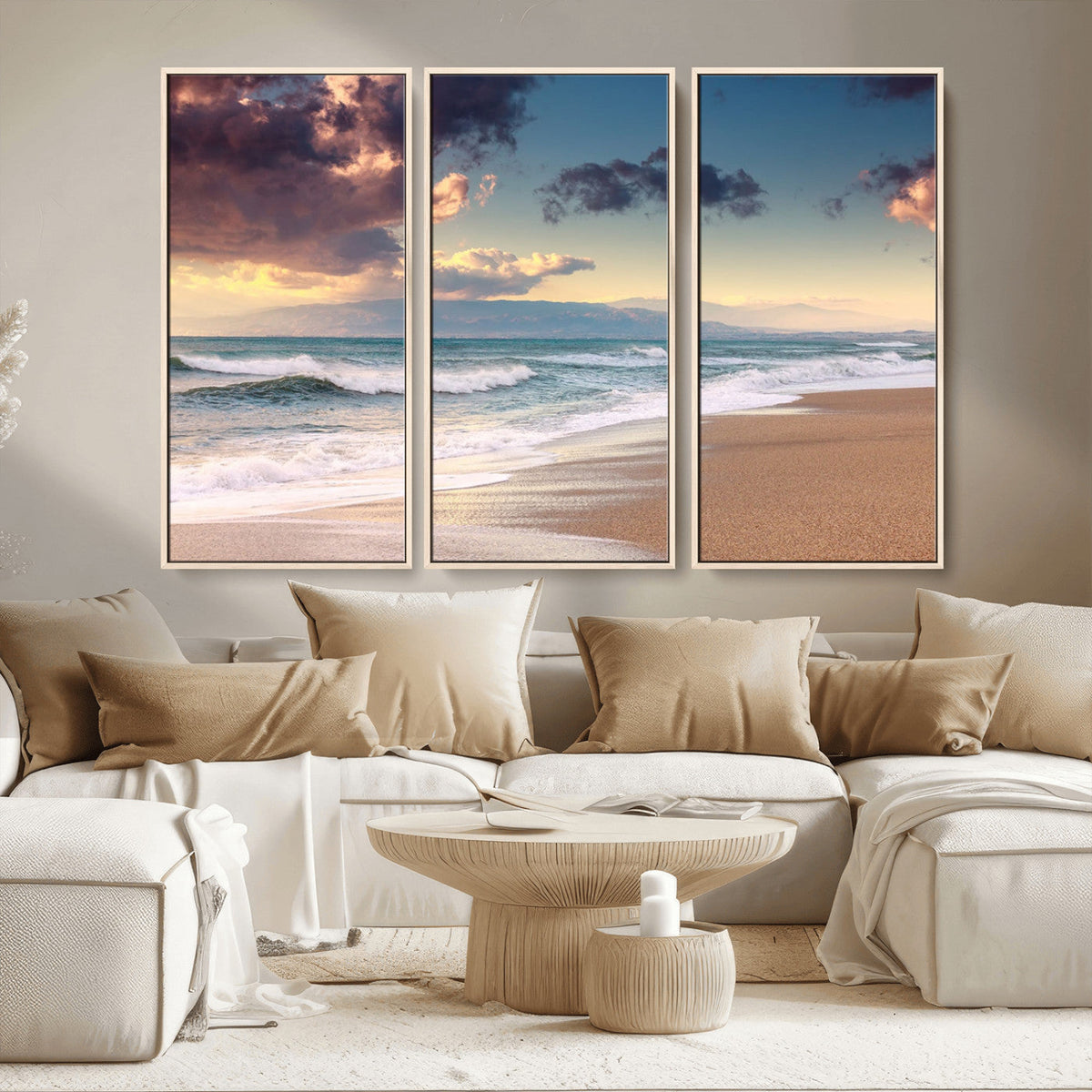 Cloudy Weather Beach Sunset Canvas Print | Sunrise Wall Art