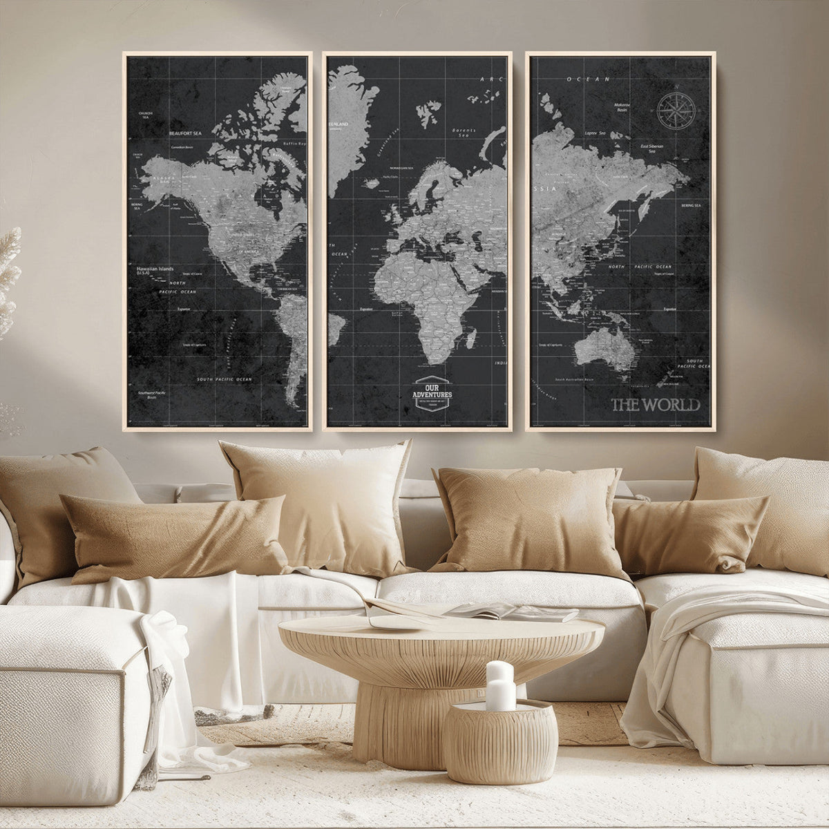 World Map Canvas Print – Detailed Map of the World Wall Art