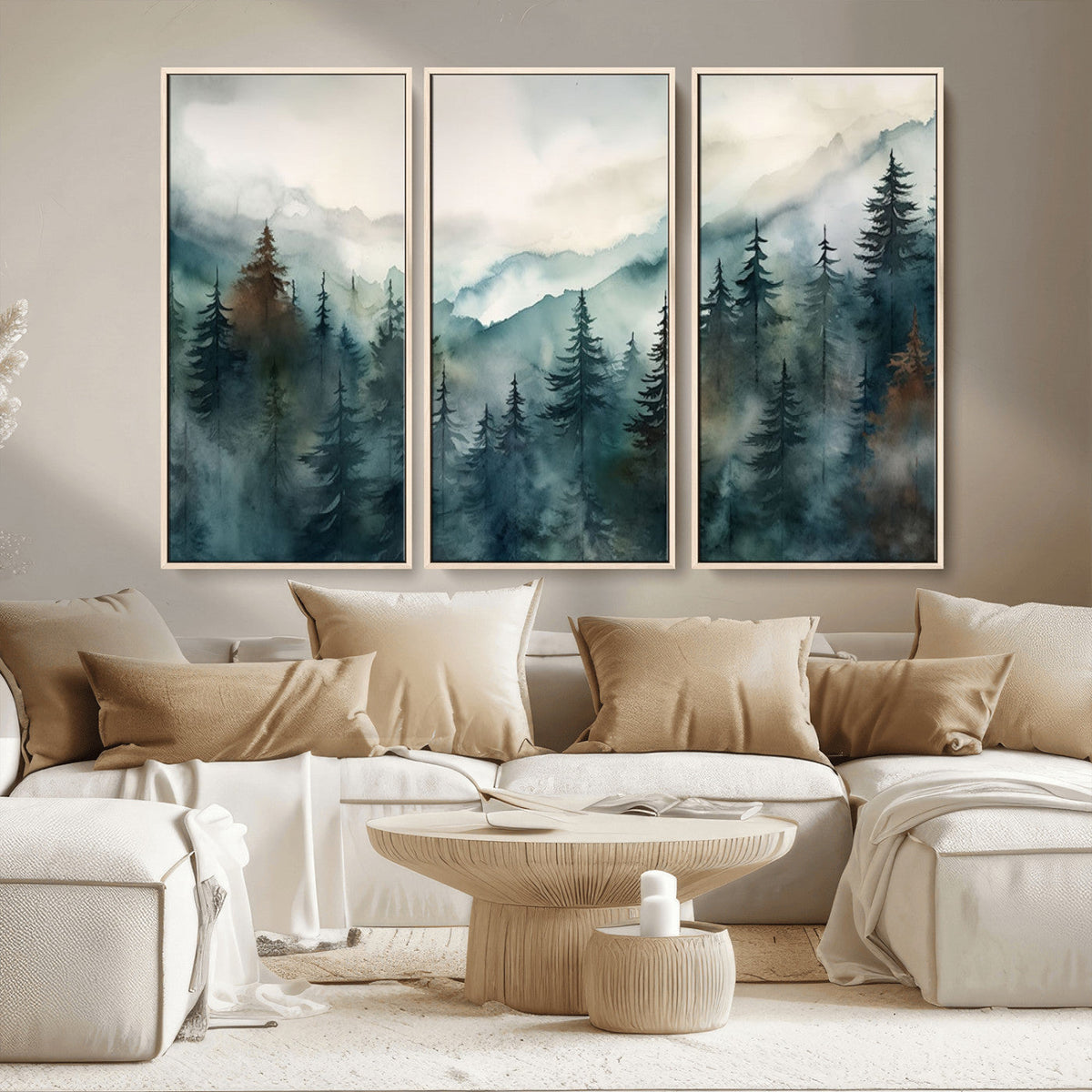 Serenity Forest Wall Art Canvas | Foggy Mountain Landscape