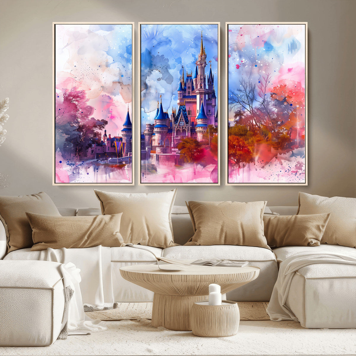 Disney Wall Art: Dreamy Watercolor Cinderella Castle Canvas