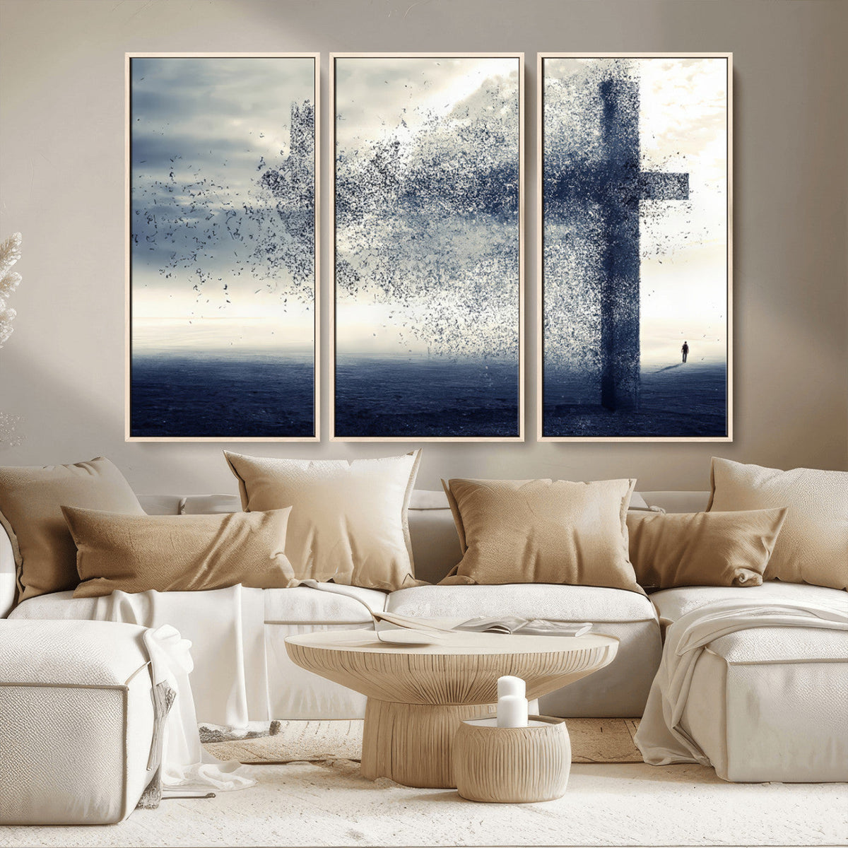 Jesus and the Fading Cross Wall Art Print – Symbol of Faith,